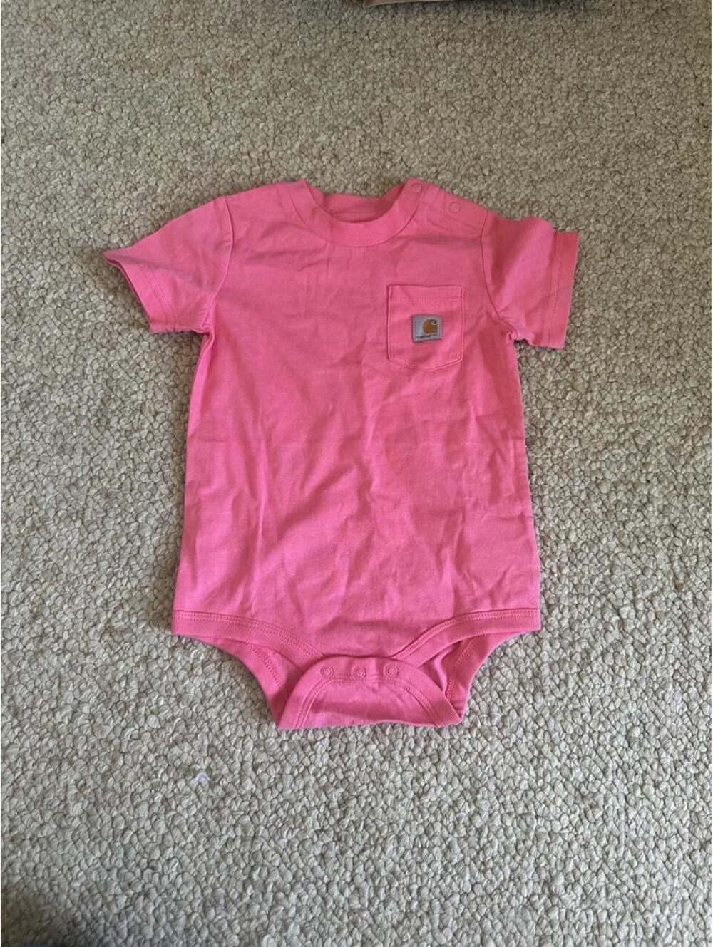 Pink Carhartt baby bodysuit onesie